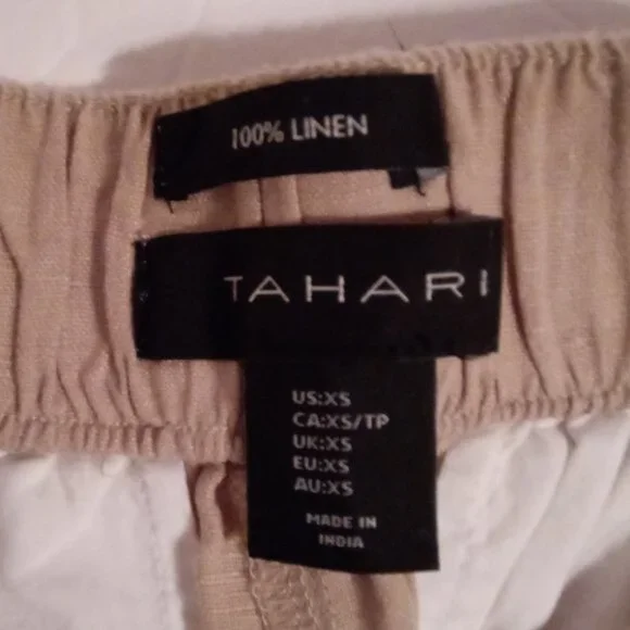 Tahari tan Linen shorts sz XS - Picture 3 of 8